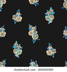 Roses and snakes seamless pattern. Vintage tattoo print.