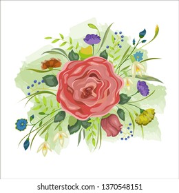 roses spring flowers vector drawing