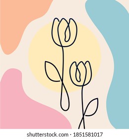 roses with stem, one line style vector illustration design