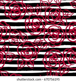 roses and stripes texture seamless vector