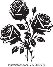 Roses tattoo. Black roses vector design.