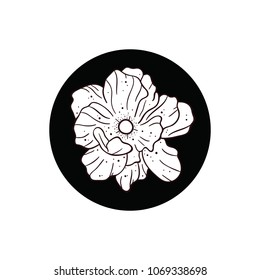 Roses tattoo design on circle geometric line vector