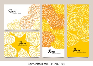 Roses template layout for wedding card, banner, brochure, packaging design etc. Sweet flower and leaf collection vector illustration
