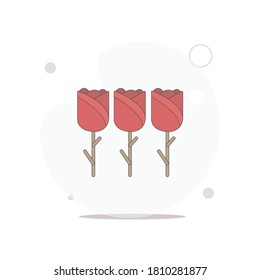 Roses vector flat illustration on white