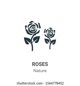 Roses vector icon on white background. Flat vector roses icon symbol sign from modern nature collection for mobile concept and web apps design.