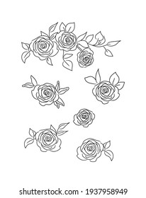 Roses Vector Illustration Set. Rose flower arrangements for wedding invitations, cards etc svg