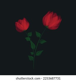 Roses vector illustration with water color effect and transparency, you can place it on any background color