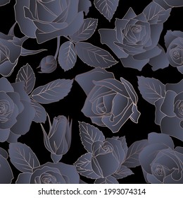 Roses vector pattern. Hand drawn design elements. Eps 10