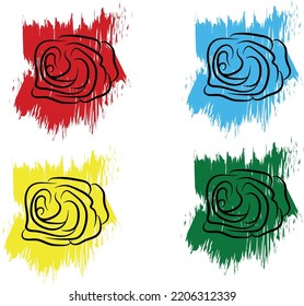 ROSES VECTOR IN RED, YELLOW, BLUE AND GREEN COLOR, MINIMAL ROSE FLOWER ART, FLOWER DESIGN VECTOR. FOR GRAPHIC DESIGNING AND TEXTILE DESIGNING.