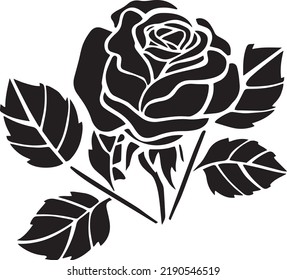 Roses Vector Stencil Black White Stock Vector (Royalty Free) 2190546519 ...