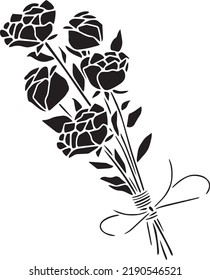 Roses Vector Stencil, black and white