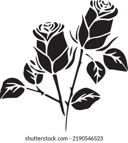 Roses Vector Stencil, black and white