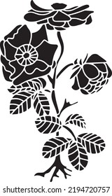Roses Vector Stencil, black and white
