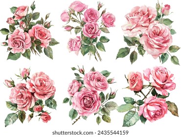 Roses Watercolor flower illustration. Hand drawn underwater element design