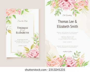 Roses Watercolor Wedding Invitation Card