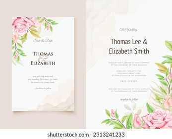 Roses Watercolor Wedding Invitation Card