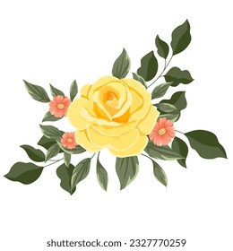 Rosas amarillas y flores vectores de decoración , tarjeta de boda , innovación