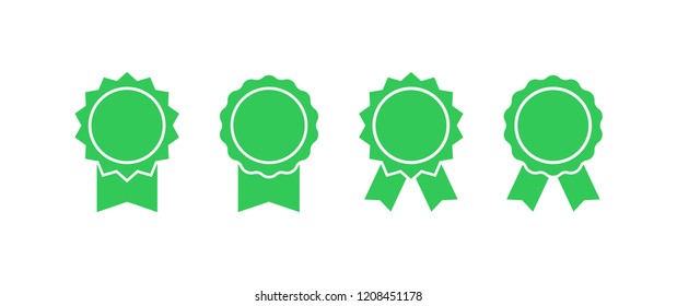Rosete badge with ribbons, vector set, simple flat design