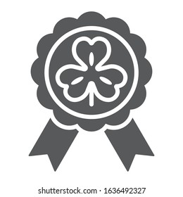 Rosette award clover medal glyph icon, st patrick's day and holiday, luck clover sign, vector graphics, a solid pattern on a white background, eps 10