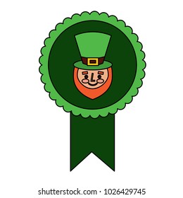 rosette badge with face leprechaun character