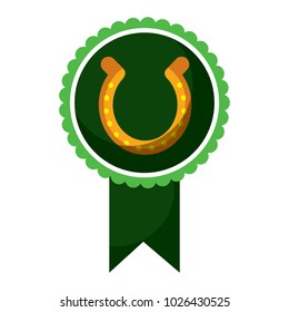 rosette badge with horseshoe luck emblem