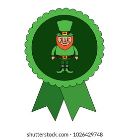 rosette badge with leprechaun st patricks cartoon