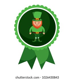 rosette badge with leprechaun st patricks cartoon