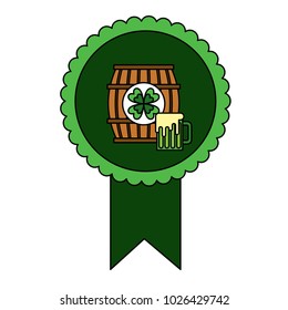 rosette badge with wooden barrel beer