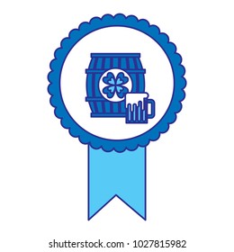 rosette badge with wooden barrel beer