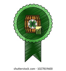 rosette badge with wooden barrel beer