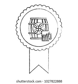 rosette badge with wooden barrel beer