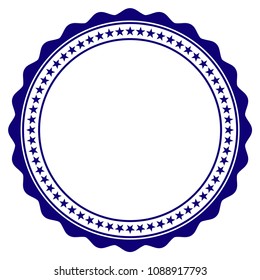 Rosette circular star frame template. Vector draft element for stamp seals in blue color.