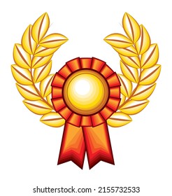 icono de premio de emblema de rosette aislado