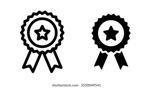 Rosette Icon set in black filled and line.