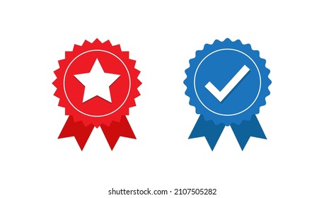 Rosette icon. Stamp premium quality with star icon isolated on white background. Quality certificate seal. Vector illustration