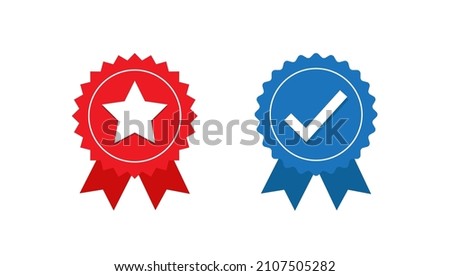 Rosette icon. Stamp premium quality with star icon isolated on white background. Quality certificate seal. Vector illustration