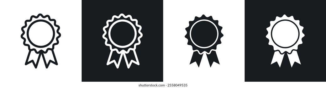 Rosette icons pack in black and white filled and outlined versions.