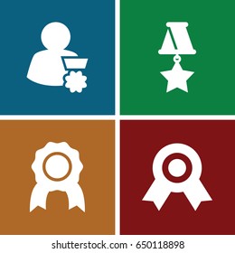 Rosette icons set. set of 4 rosette filled icons such as medal