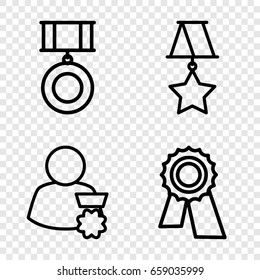 Rosette icons set. set of 4 rosette outline icons such as award, medal