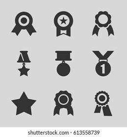 Rosette icons set. set of 9 rosette filled icons such as Star, award, ribbon