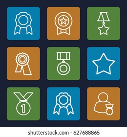Rosette icons set. set of 9 rosette outline icons such as Star, award, ribbon, medal