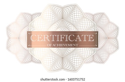 Rosette Line Watermark. Guilloche Element. Voucher, Banknote Security Symbol. Graduate Business Award, Achievement Coupon. Money Certificate Currency Ticket. Circular Frame. Bank Blank. Vector Emblem