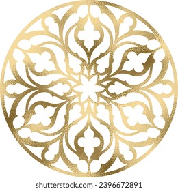 Rosette, mandala in gold, transparent background