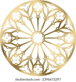 Rosette, mandala en oro, fondo transparente