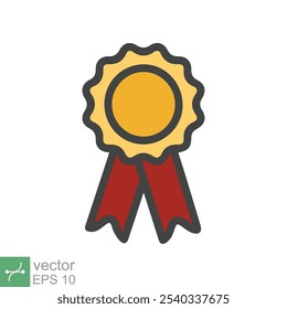 Rosette medal icon. Simple flat style. Award, ribbon, accomplishment, badge, certificate concept. Vector illustration symbol isolated on white background. EPS 10.