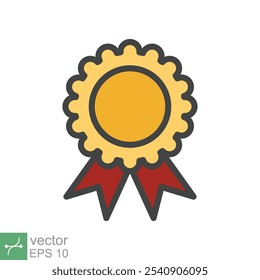 Rosette medal icon. Simple flat style. Award, ribbon, accomplishment, badge, certificate concept. Vector illustration symbol isolated on white background. EPS 10.