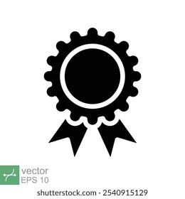 Rosette medal icon. Simple solid style. Award, ribbon, accomplishment, badge, certificate concept. Glyph vector illustration symbol isolated on white background. EPS 10.