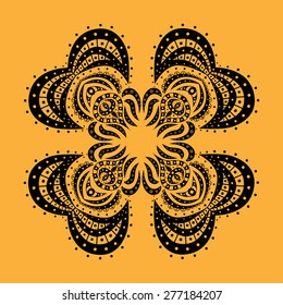 Rosette ornament. Isolated on yellow. Vector Illustration