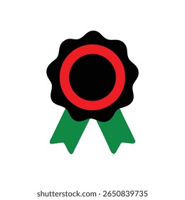 Rosette with red circle green ribbons on Remembrance Day symbol badge emblem