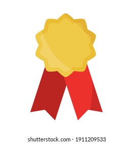 rosette ribbon award quality icon flat design vector illustration